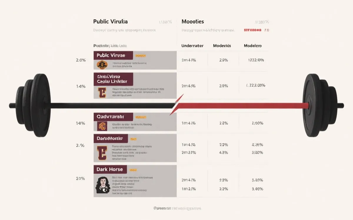 世界杯晋级概率对照图：网传名单 vs 数据模型，柱状图与标注的黑马球队